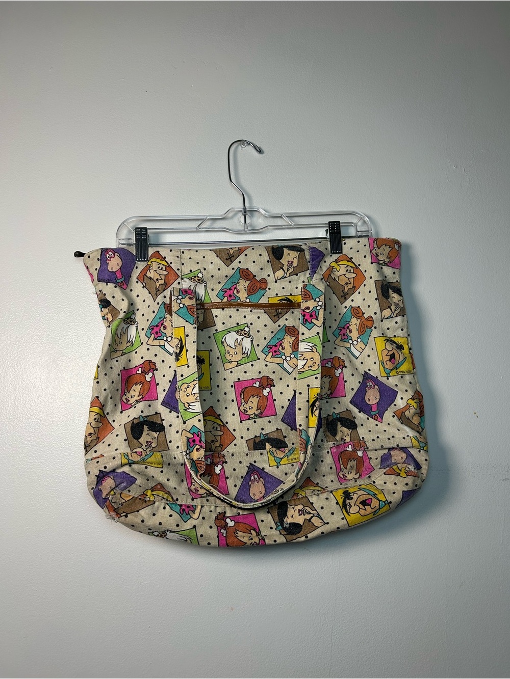 Flintstones Fred Flintstone 1994 Tote Hanna Barbera Zip Bags VTG Y2K Cartoon